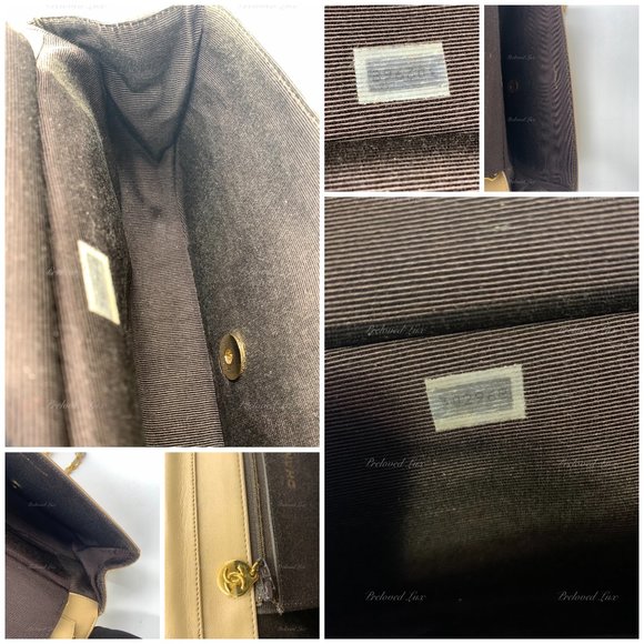 Authentic CHANEL Vintage Lambskin Half Moon Flap Bag Beige / gold hardware - Picture 15 of 17